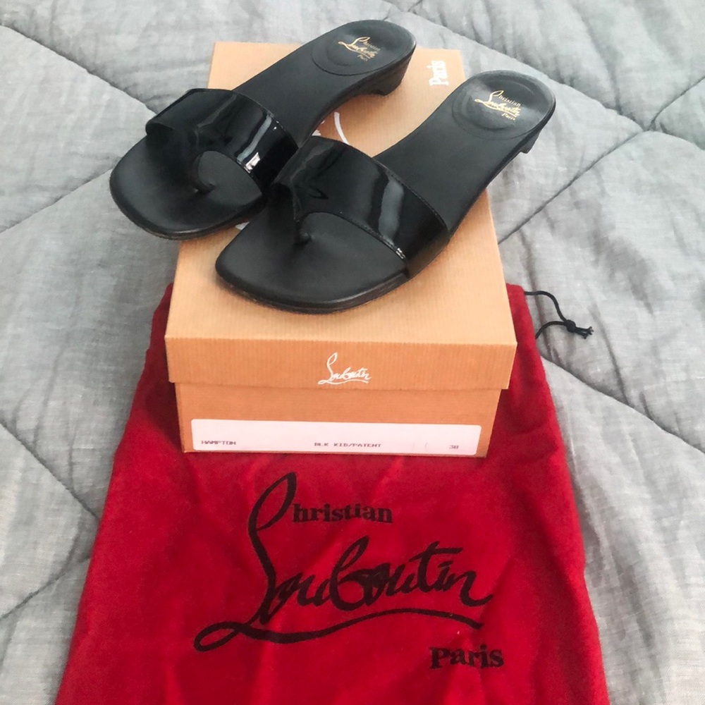 Christian Louboutin black patent sandals